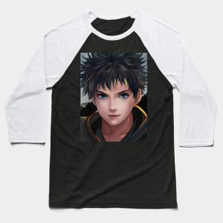 Black Hair Anime Boy Baseball T-Shirt